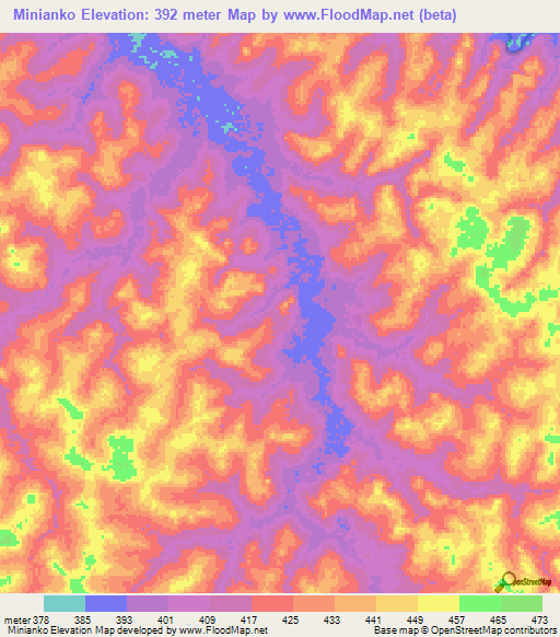 Minianko,Guinea Elevation Map