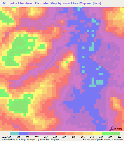 Minianko,Guinea Elevation Map