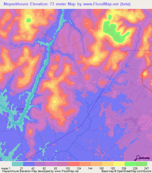 Meyenkhoure,Guinea Elevation Map