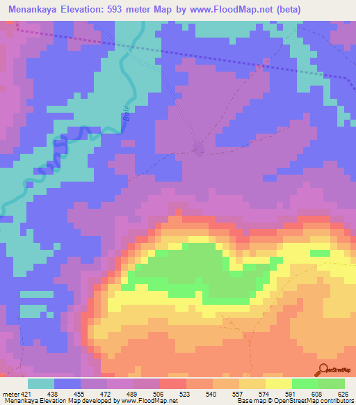 Menankaya,Guinea Elevation Map