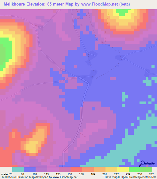 Melikhoure,Guinea Elevation Map