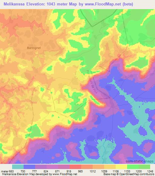 Melikanssa,Guinea Elevation Map