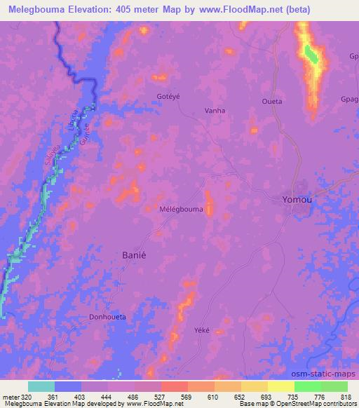 Melegbouma,Guinea Elevation Map