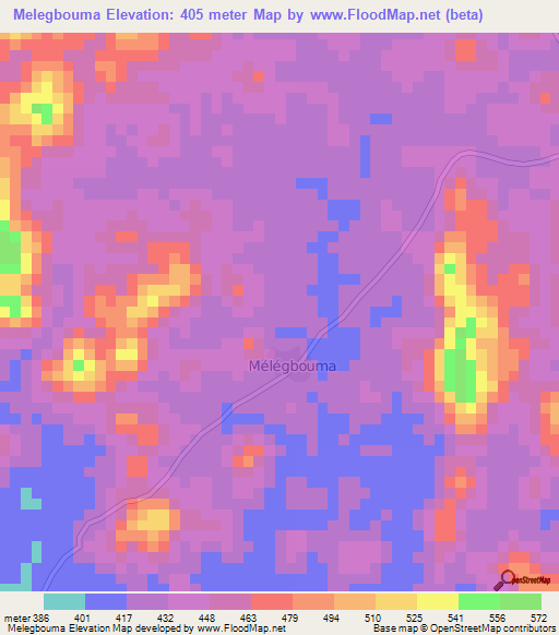 Melegbouma,Guinea Elevation Map