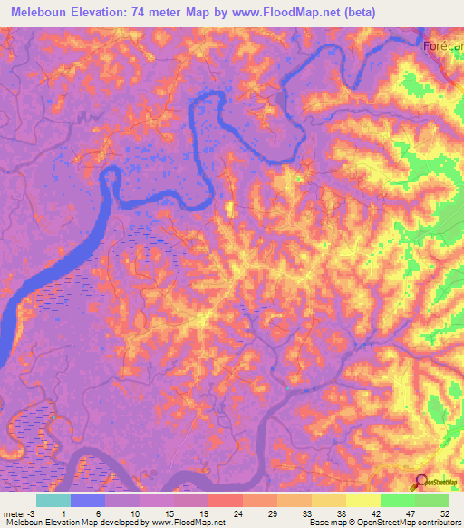 Meleboun,Guinea Elevation Map