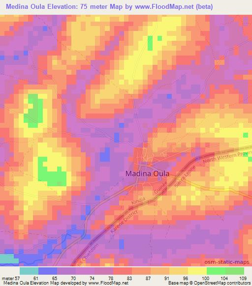 Medina Oula,Guinea Elevation Map