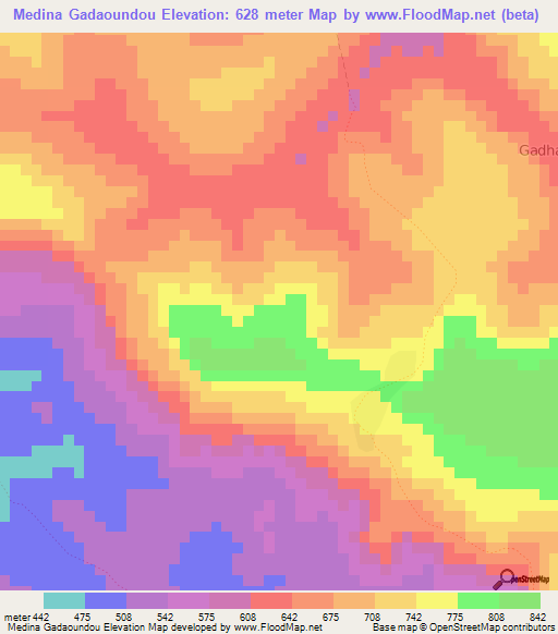 Medina Gadaoundou,Guinea Elevation Map