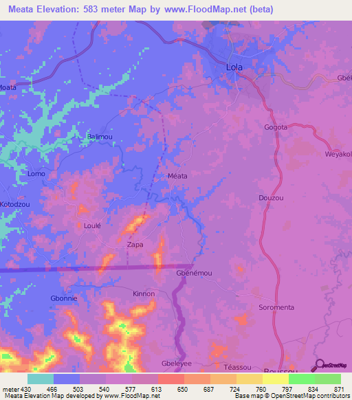 Meata,Guinea Elevation Map
