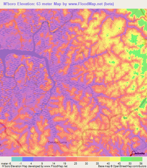 M'boro,Guinea Elevation Map