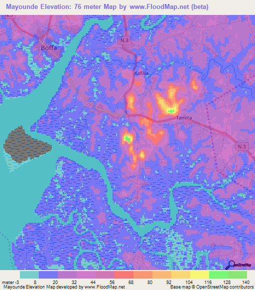 Mayounde,Guinea Elevation Map