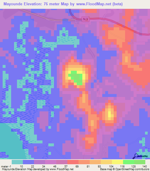 Mayounde,Guinea Elevation Map