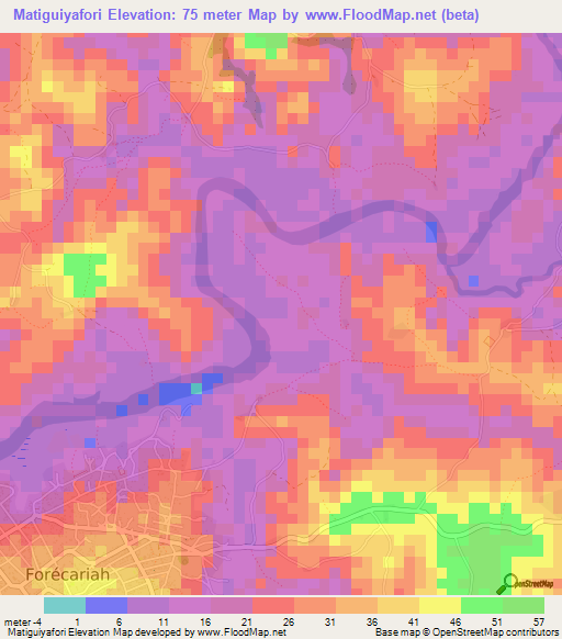 Matiguiyafori,Guinea Elevation Map