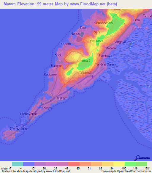 Matam,Guinea Elevation Map