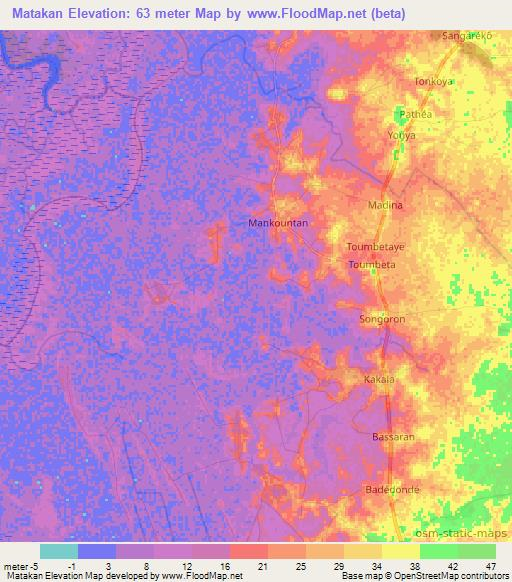 Matakan,Guinea Elevation Map