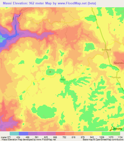 Massi,Guinea Elevation Map