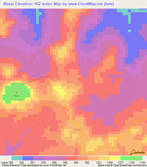 Massi,Guinea Elevation Map