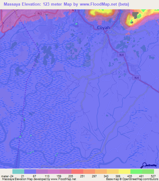 Massaya,Guinea Elevation Map