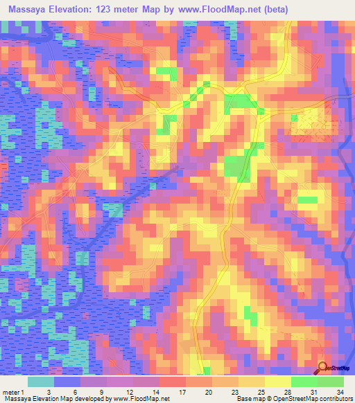 Massaya,Guinea Elevation Map