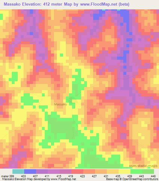 Massako,Guinea Elevation Map