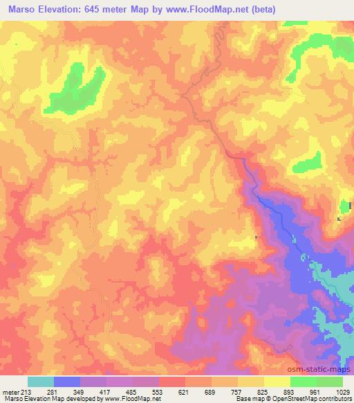 Marso,Guinea Elevation Map