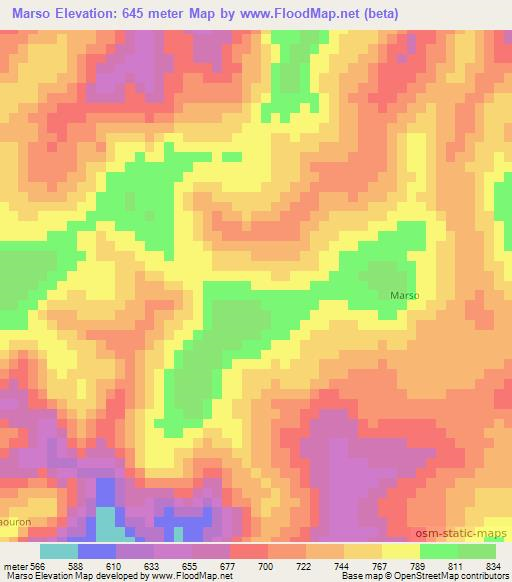 Marso,Guinea Elevation Map