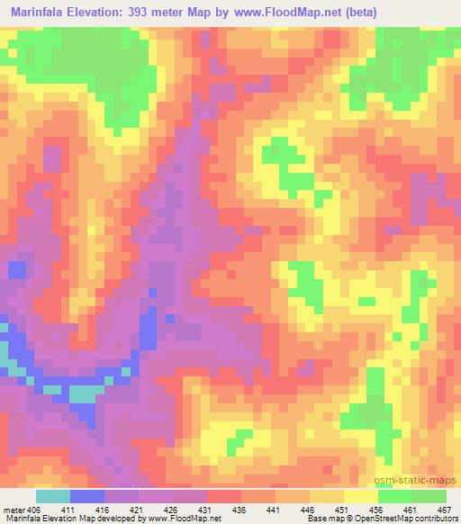 Marinfala,Guinea Elevation Map