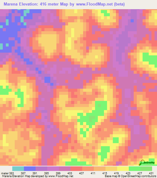 Marena,Guinea Elevation Map