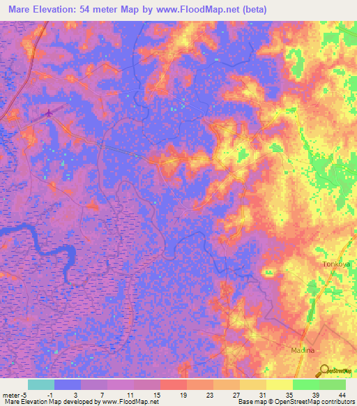 Mare,Guinea Elevation Map