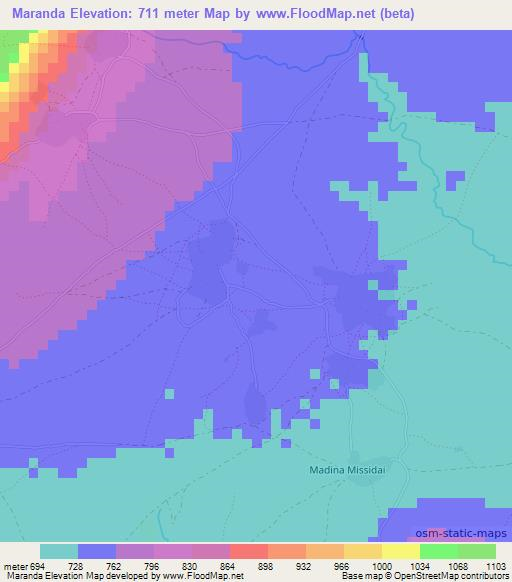 Maranda,Guinea Elevation Map