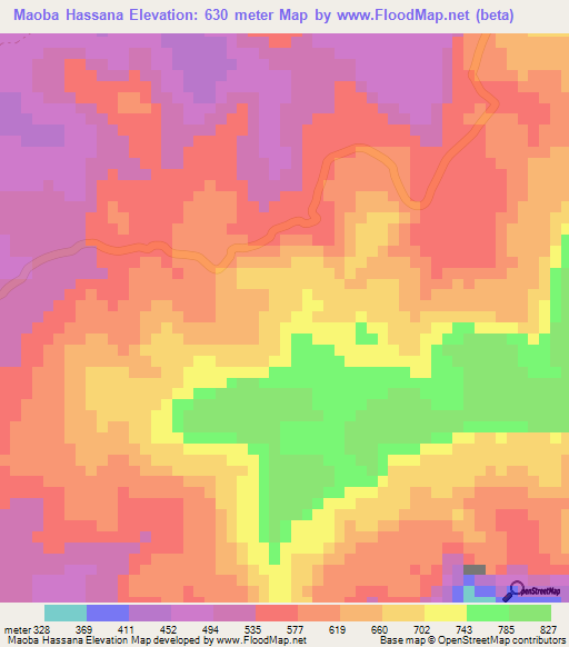 Maoba Hassana,Guinea Elevation Map