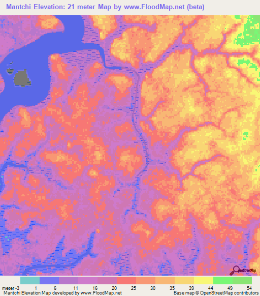 Mantchi,Guinea Elevation Map