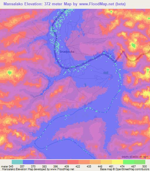 Mansalako,Guinea Elevation Map