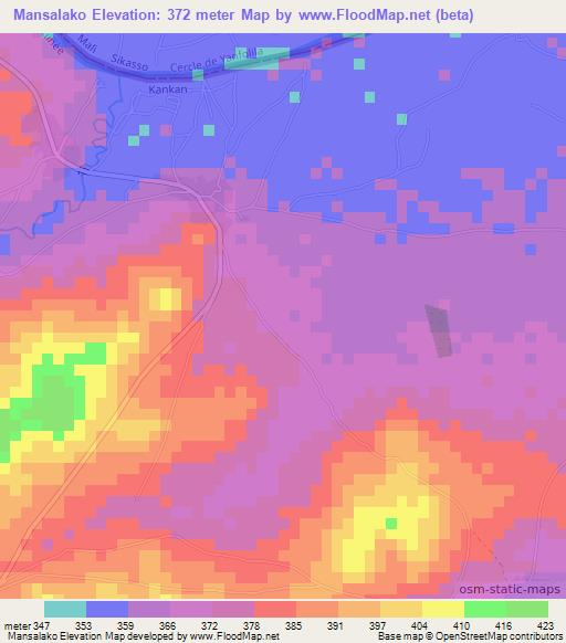 Mansalako,Guinea Elevation Map