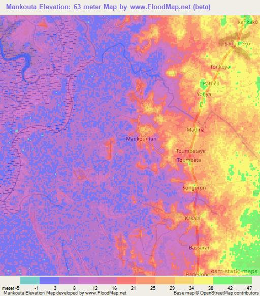 Mankouta,Guinea Elevation Map