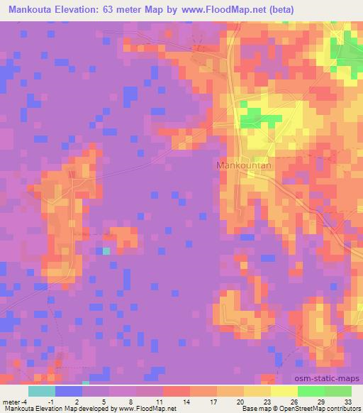 Mankouta,Guinea Elevation Map