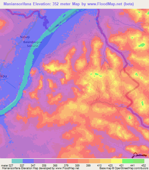 Maniansorifana,Guinea Elevation Map