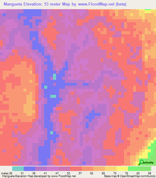 Mangueta,Guinea Elevation Map