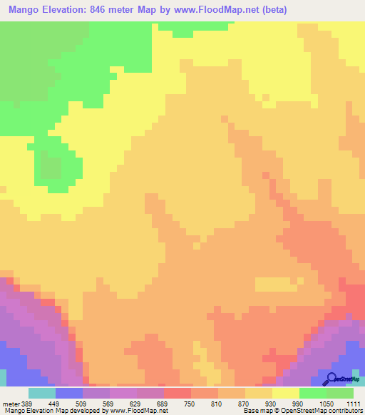 Mango,Guinea Elevation Map