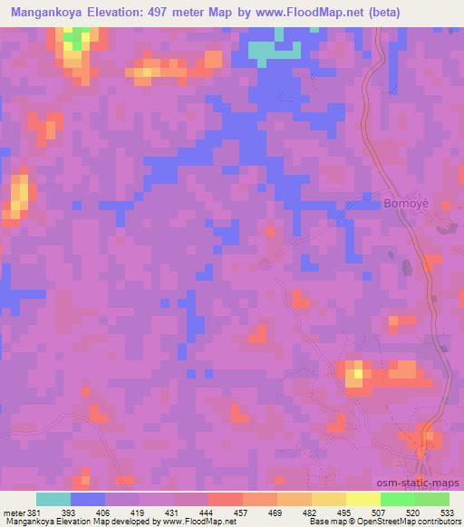 Mangankoya,Guinea Elevation Map