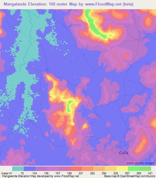 Mangalande,Guinea Elevation Map