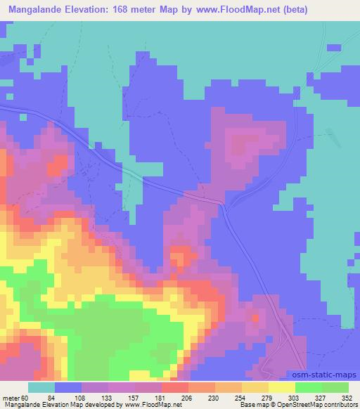 Mangalande,Guinea Elevation Map