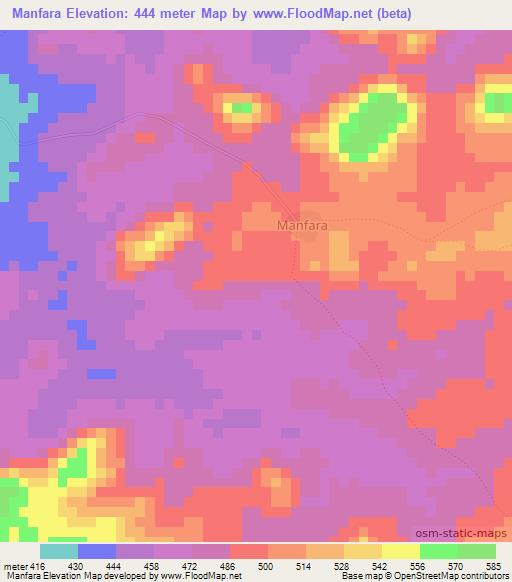 Manfara,Guinea Elevation Map