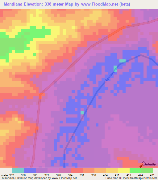 Mandiana,Guinea Elevation Map