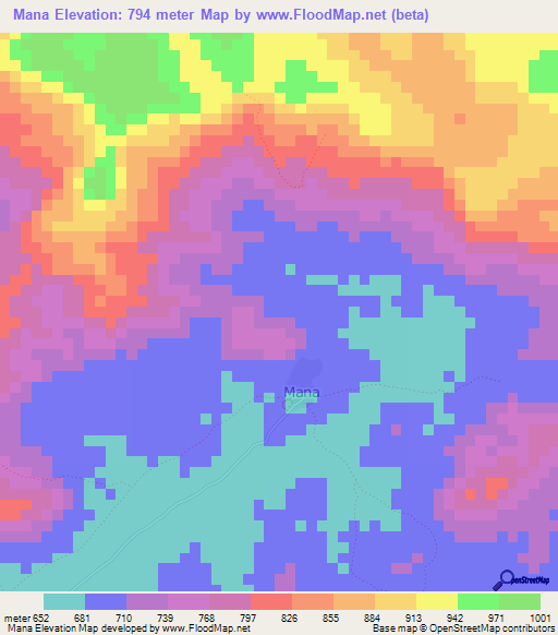 Mana,Guinea Elevation Map