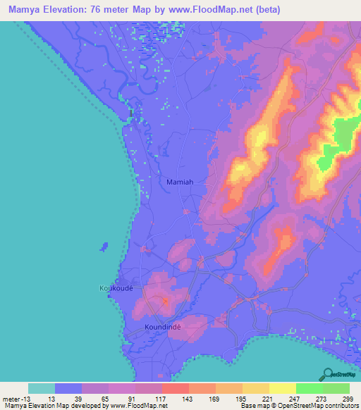 Mamya,Guinea Elevation Map