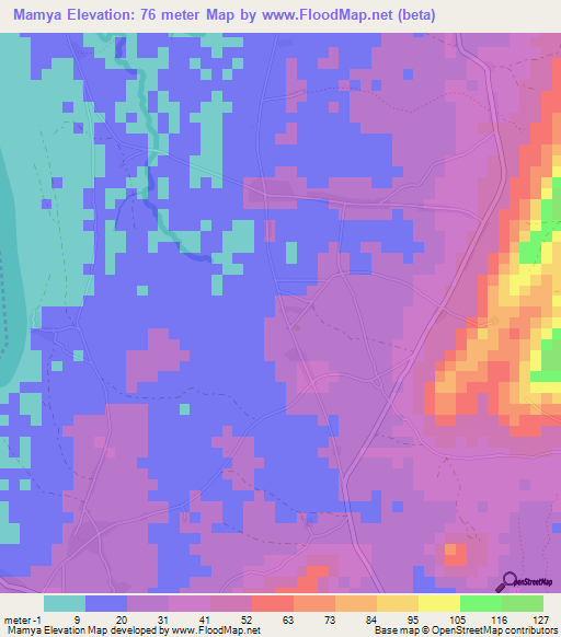 Mamya,Guinea Elevation Map