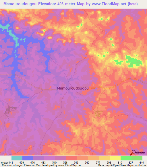 Mamouroudougou,Guinea Elevation Map