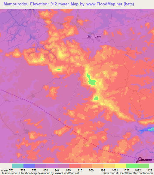 Mamourodou,Guinea Elevation Map