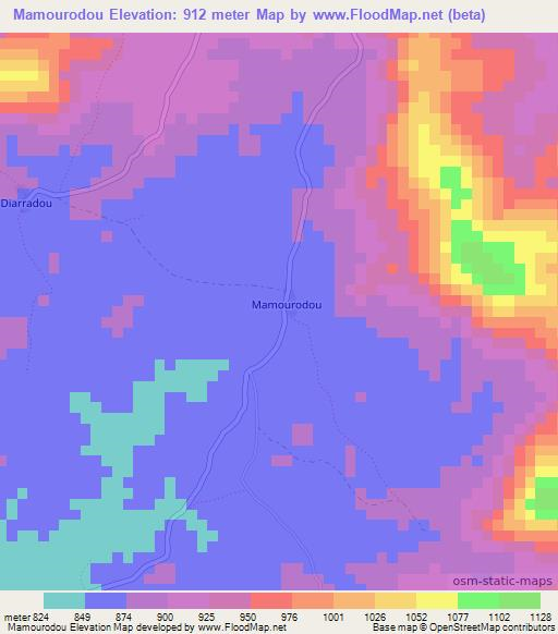 Mamourodou,Guinea Elevation Map