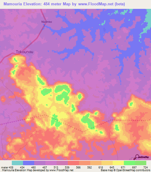 Mamouria,Guinea Elevation Map